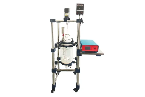 SONOBIO 30L Ultrasonic Glass Reactor side view showing probe and stirring system