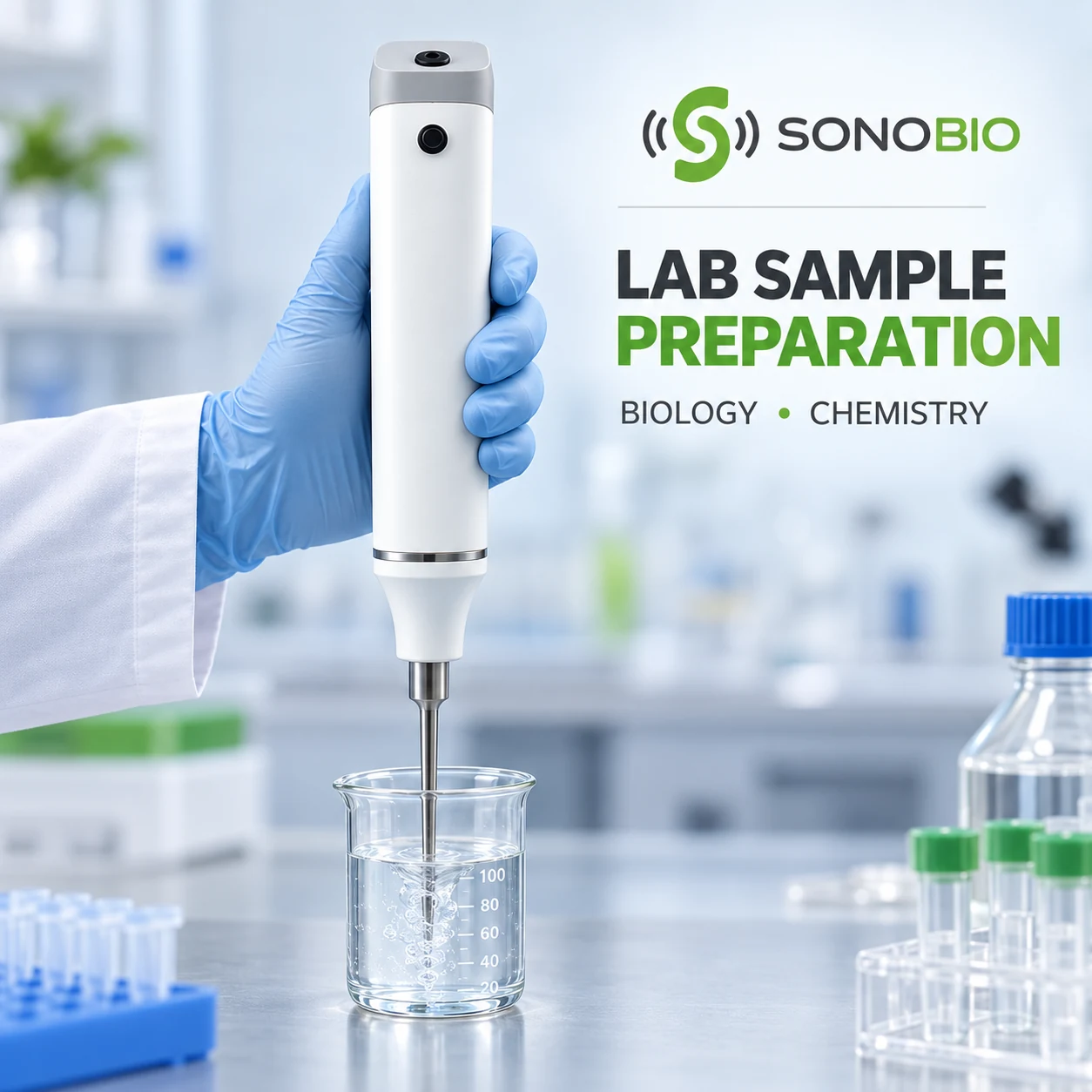 SONOBIO Handheld Ultrasonic Homogenizer Plus | SONO-H3 / H6 / H8 SONOBIO laboratory sample preparation